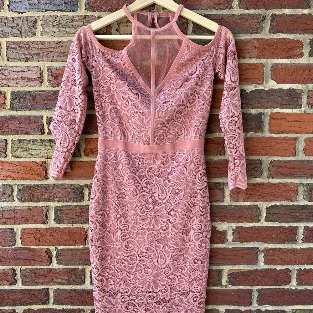 Express blush lace dress 0